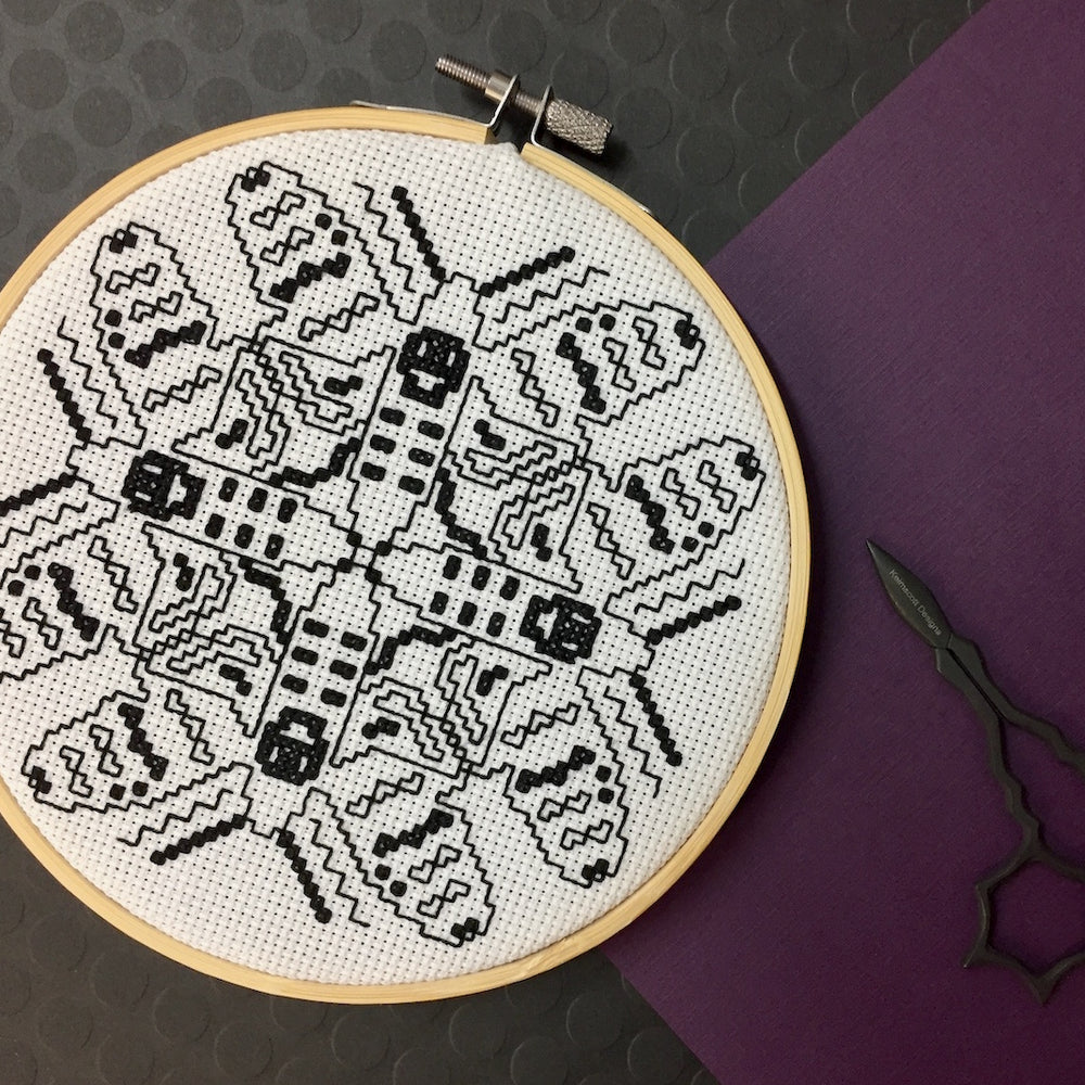 Blackwork Moth Counted Cross Stitch DIY KIT