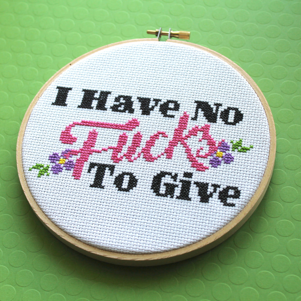 WS I Have No F*cks To Give Counted Cross Stitch DIY KIT Intermediate