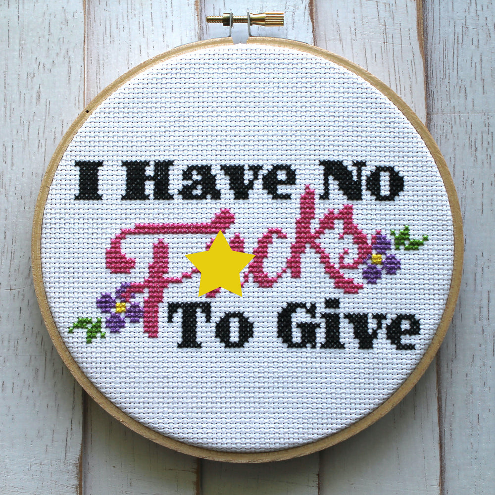 WS I Have No F*cks To Give Counted Cross Stitch DIY KIT Intermediate