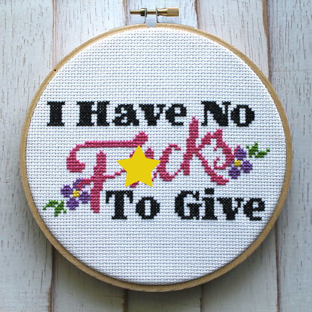 I Have No Fucks To Give Counted Cross Stitch DIY KIT Intermediate