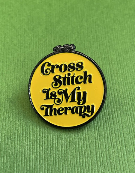 WS Cross Stitch is My Therapy Soft Enamel Pin 1"