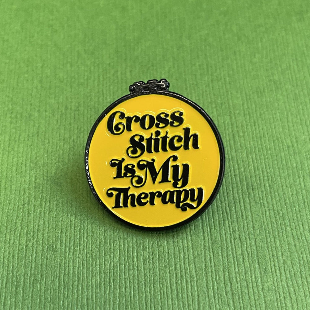 WS Cross Stitch is My Therapy Soft Enamel Pin 1"