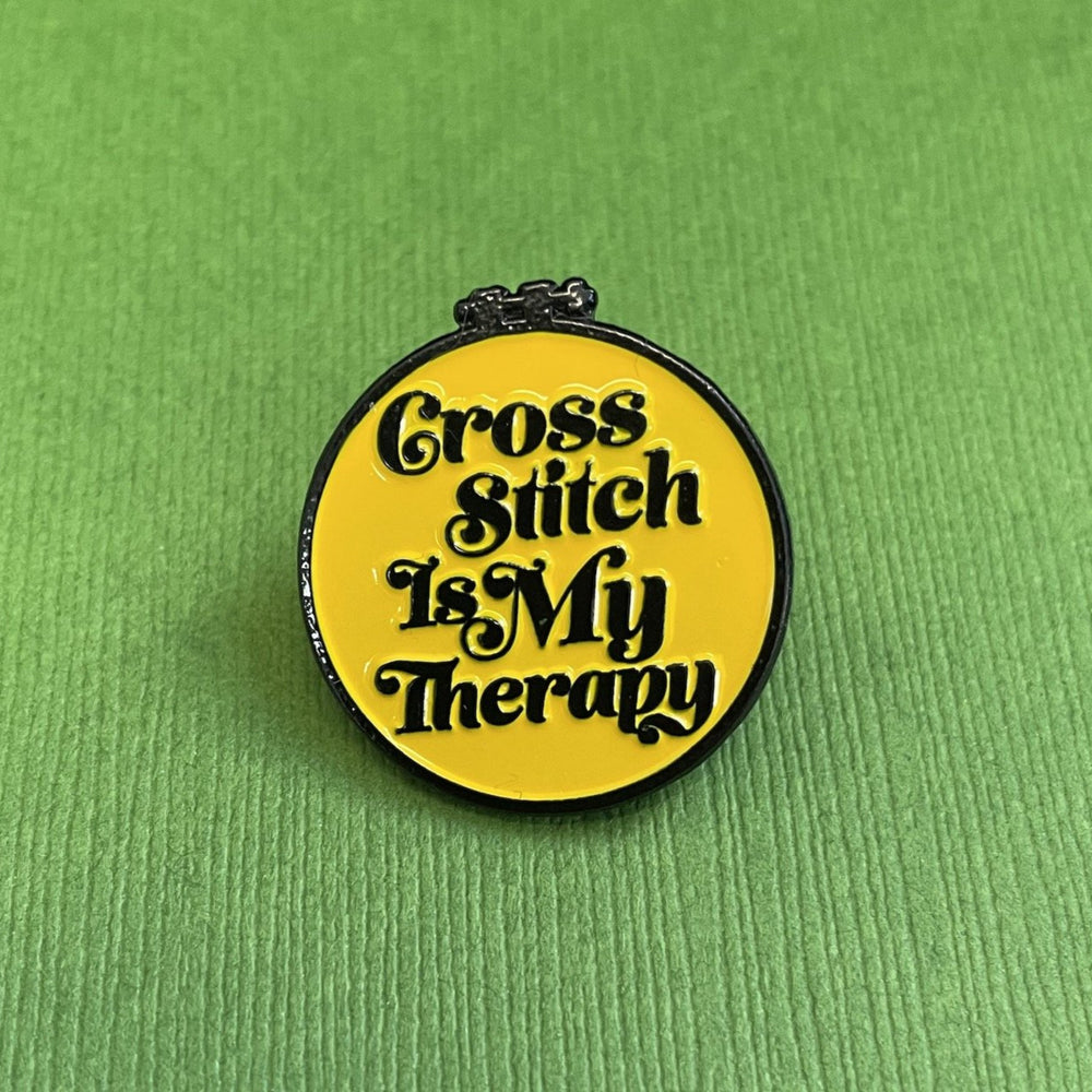 Cross Stitch is My Therapy Soft Enamel Pin 1"