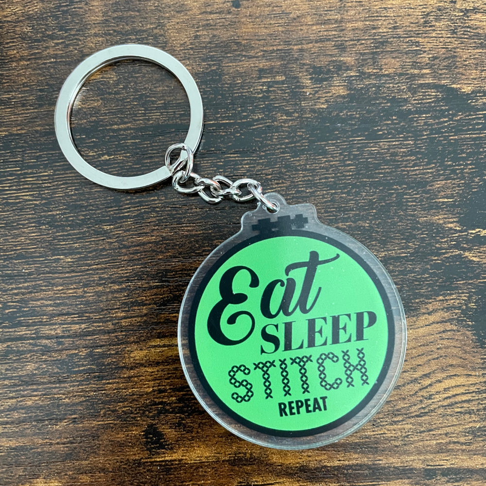 Eat Sleep Stitch Repeat Keychain 2"