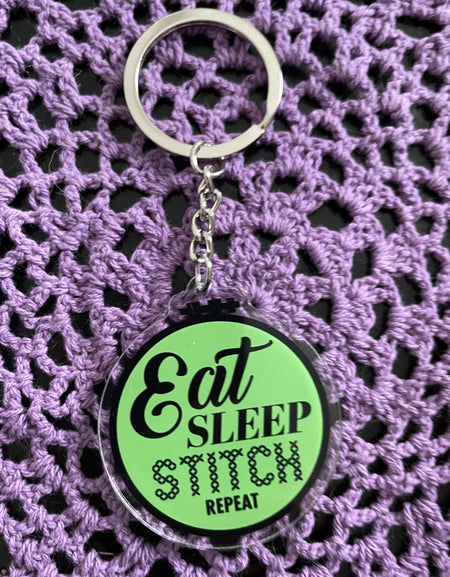 Eat Sleep Stitch Repeat Keychain 2"