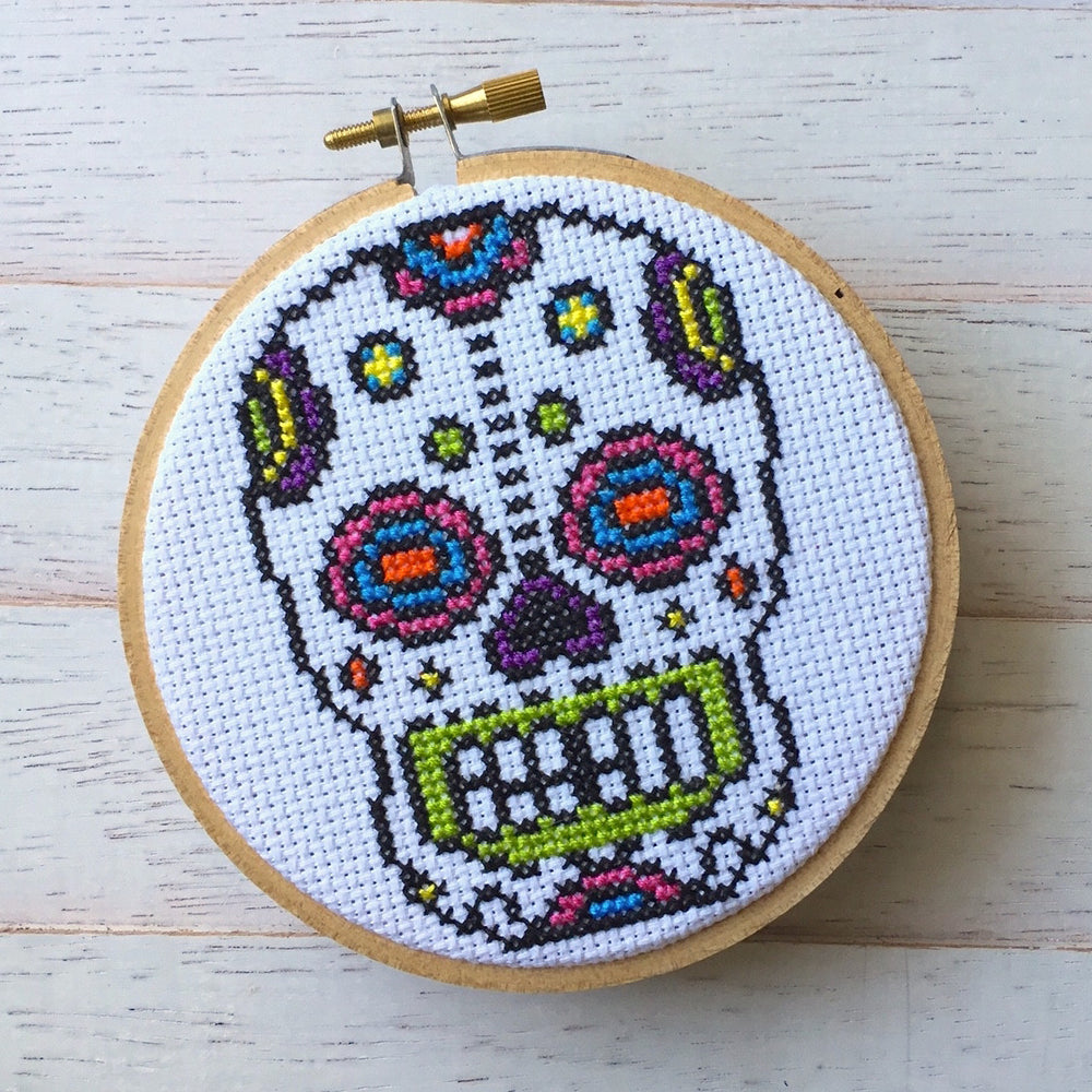 Bright Sugar Skull Counted Cross Stitch DIY KIT