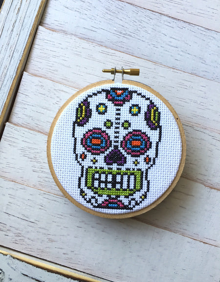 Bright Sugar Skull Counted Cross Stitch DIY KIT