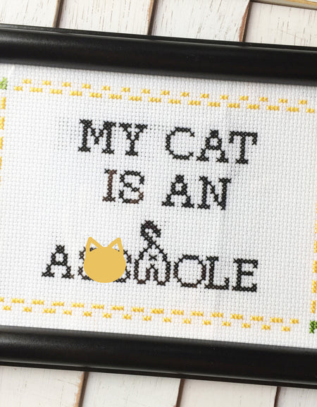 WS My Cat is an A**hole Counted Cross Stitch DIY KIT Intermediate