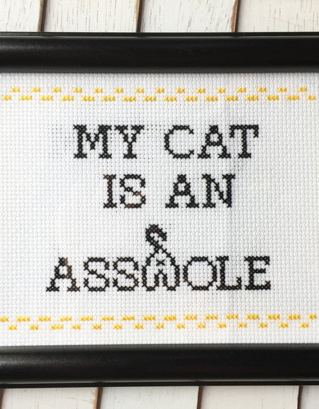 PATTERN WS My Cat is an A**hole Counted Cross Stitch