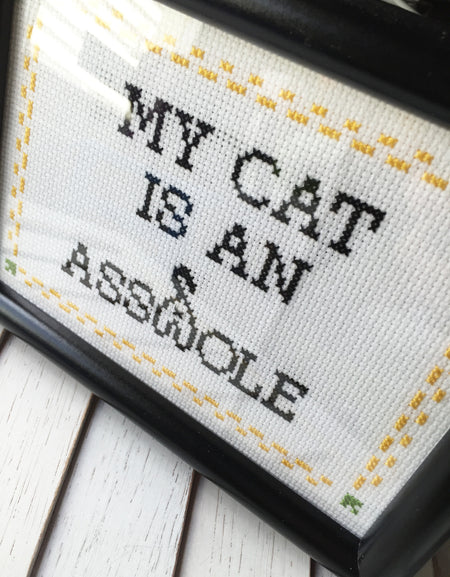WS My Cat is an A**hole Counted Cross Stitch DIY KIT Intermediate
