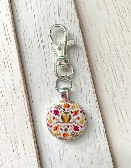 autumn fall owl keychain