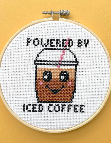 PATTERN WS Powered by Iced Coffee Counted Cross Stitch