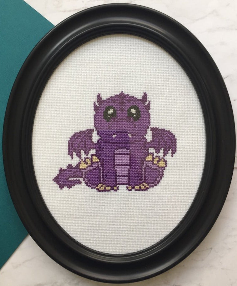 Purple Dragon Counted Cross Stitch DIGITAL DOWNLOAD Pattern Intermediate