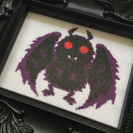 Mothman Counted Cross Stitch DIY KIT Intermediate