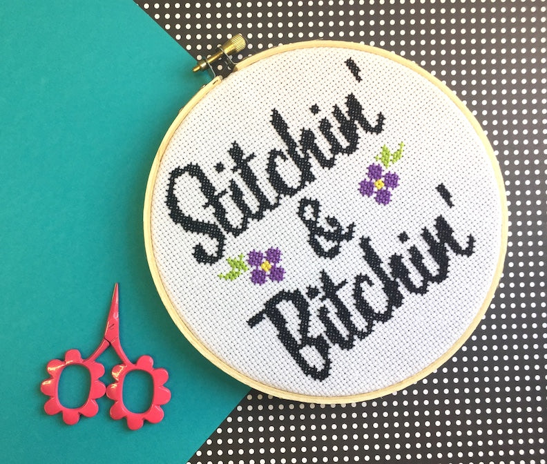 WS Stitchin' & Bitchin' Counted Cross Stitch DIY KIT Intermediate