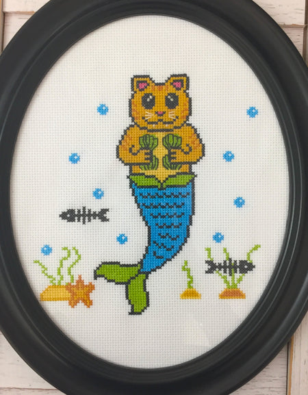 Purrmaid Counted Cross Stitch DIY KIT Intermediate