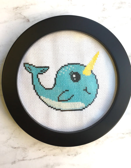 Narwhal Counted Cross Stitch DIY KIT Intermediate