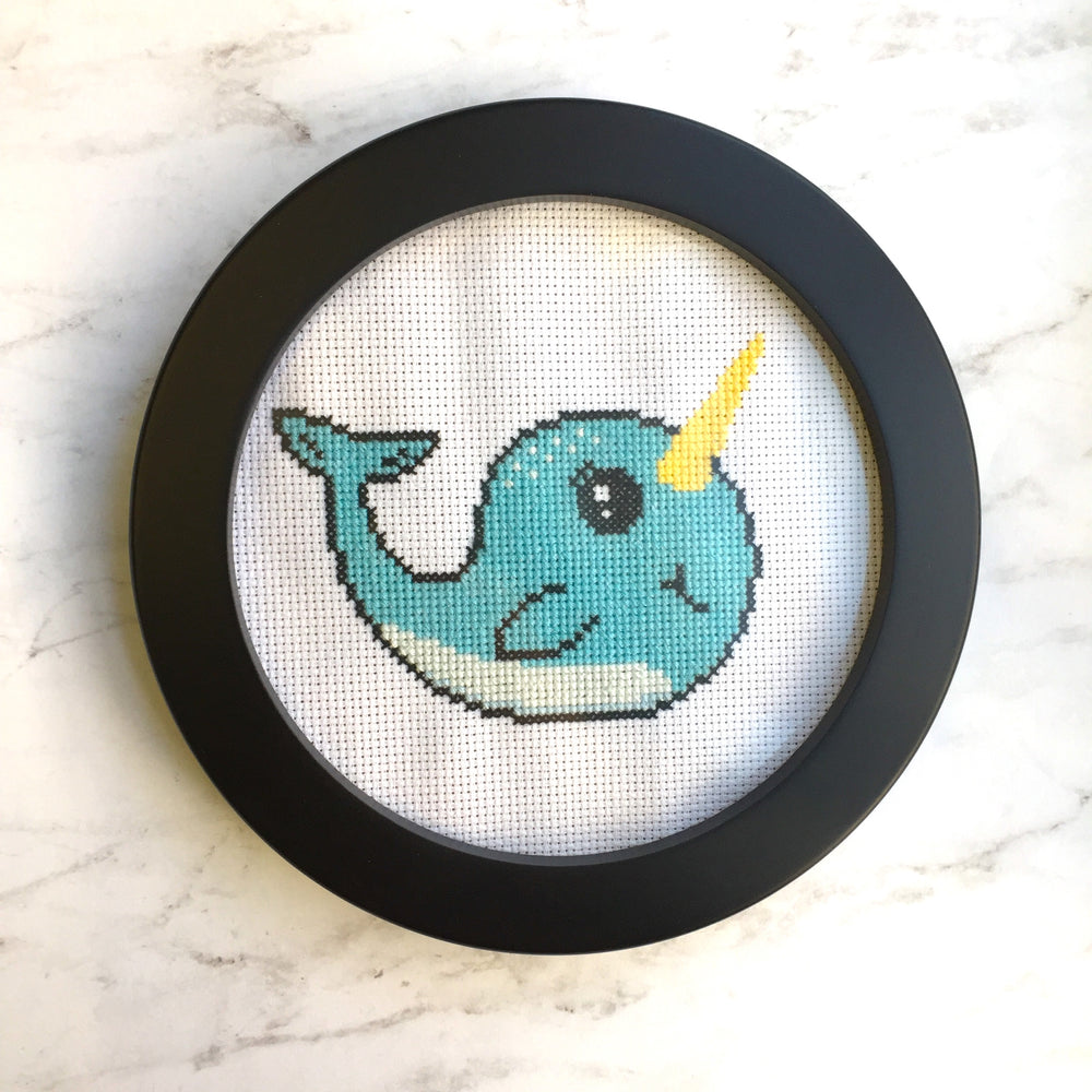 Narwhal Counted Cross Stitch DIY KIT Intermediate