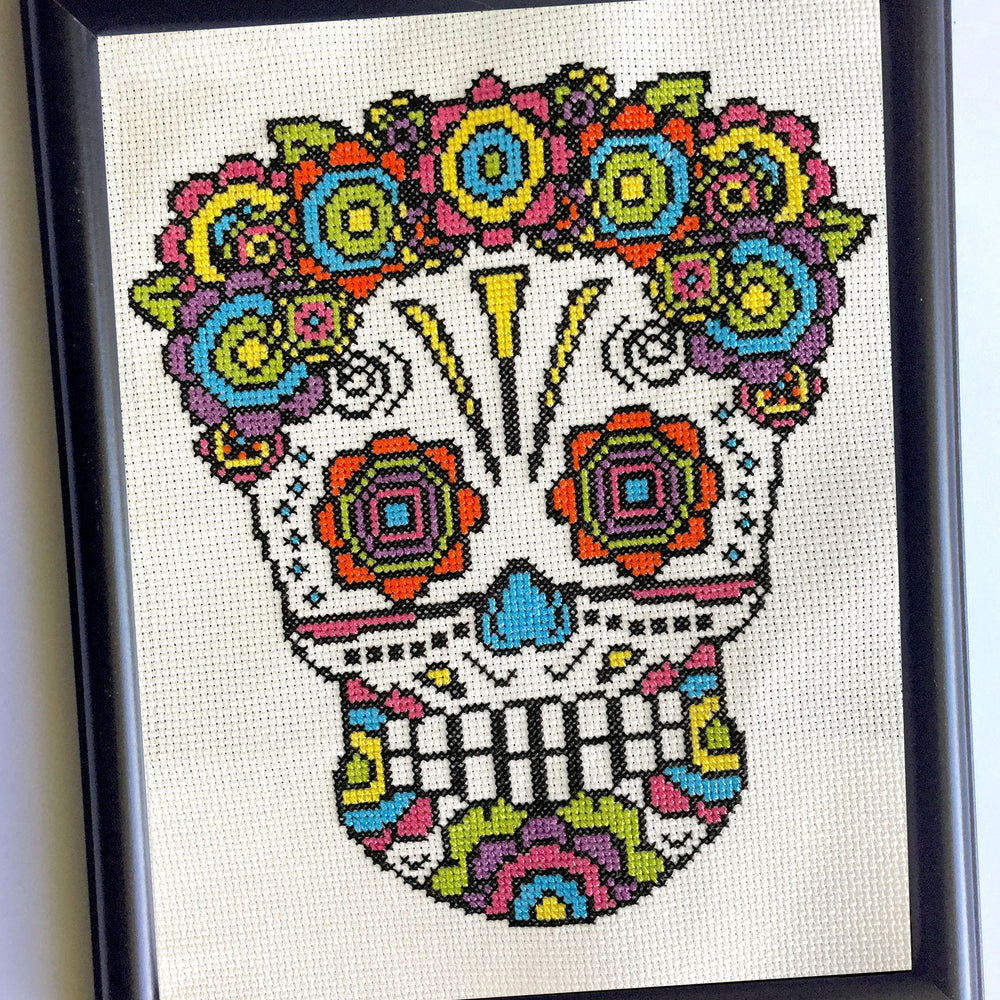 PATTERN WS Floral Sugar Skull Counted Cross Stitch Kit