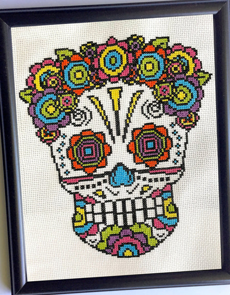 Floral Sugar Skull 8 x 10 Counted Cross Stitch DIY KIT Intermediate