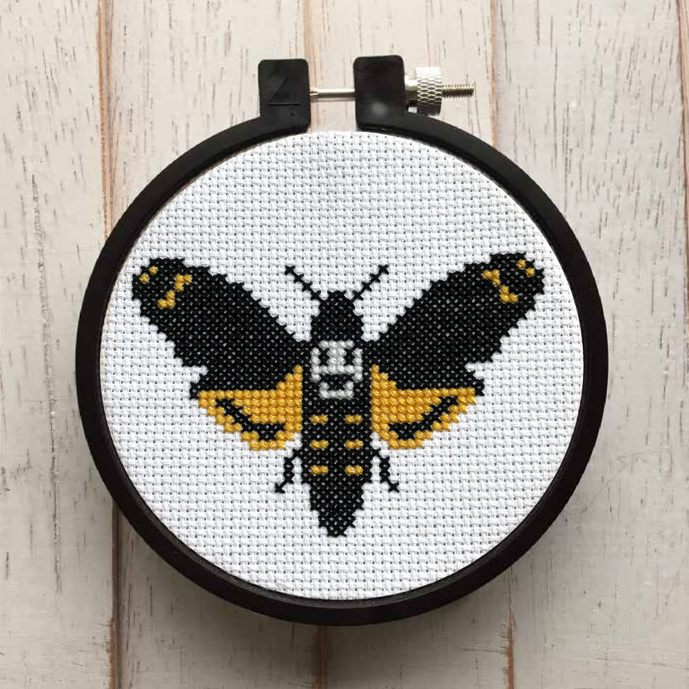 Deadhead Moth Counted Cross Stitch DIY KIT Beginner