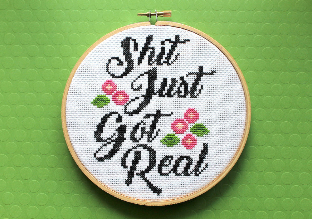 WS Sh*t Just Got Real Counted Cross Stitch DIY KIT Intermediate