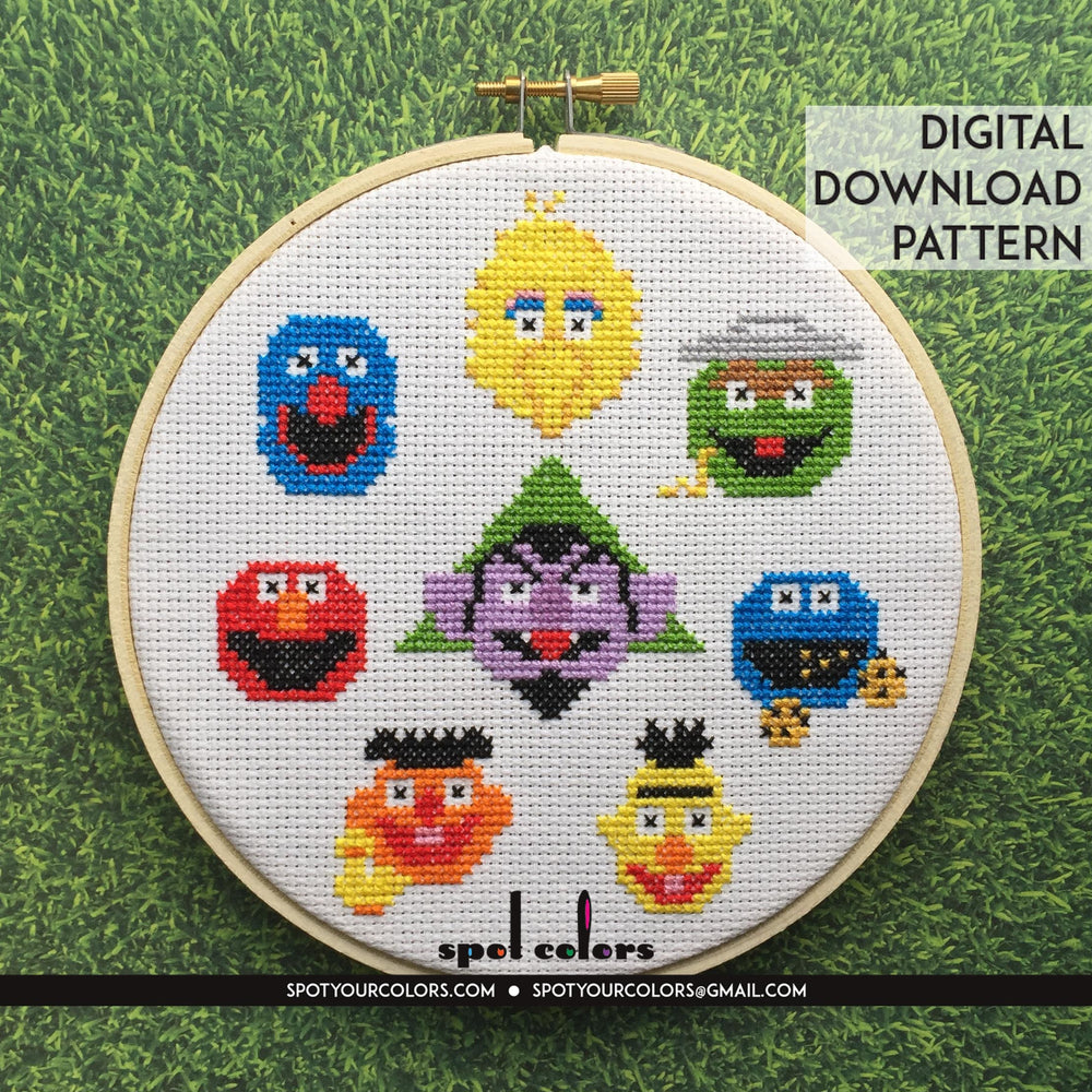 Sesame Street Counted Cross Stitch Pattern DOWNLOAD Intermediate