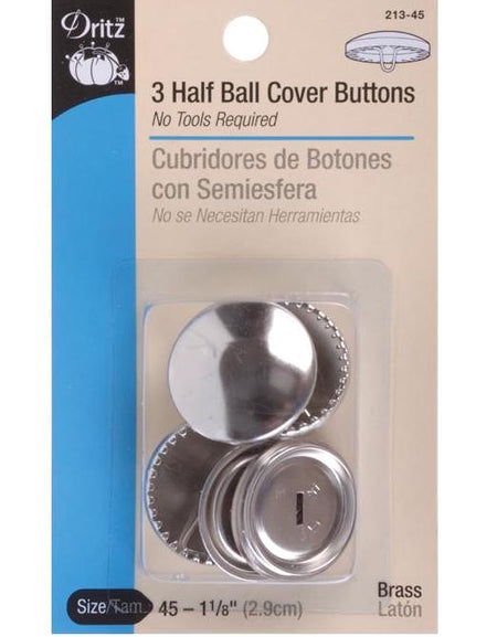 Size 45 1-1/8" 3/Pkg Half-Ball Cover Buttons