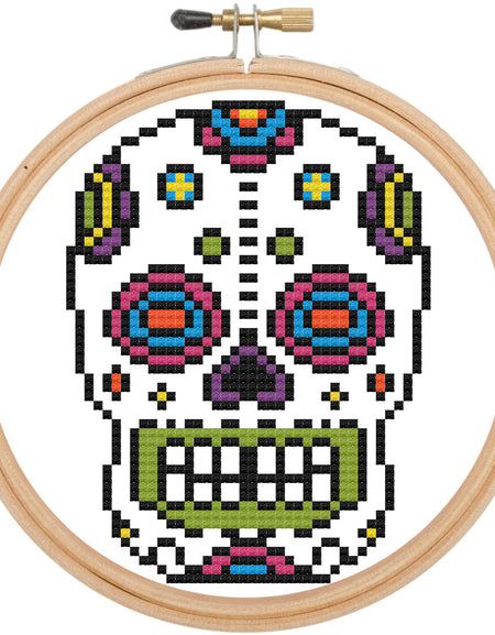 Bright Sugar Skull Counted Cross Stitch DIY KIT