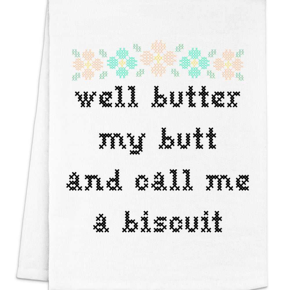 Full Color Cross Stitch Dish Towels - Butter My Butt