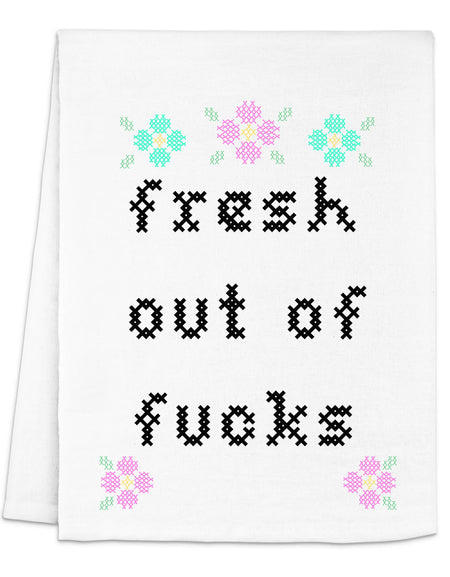 Full Color Cross Stitch Towels - Fresh Out of Fucks