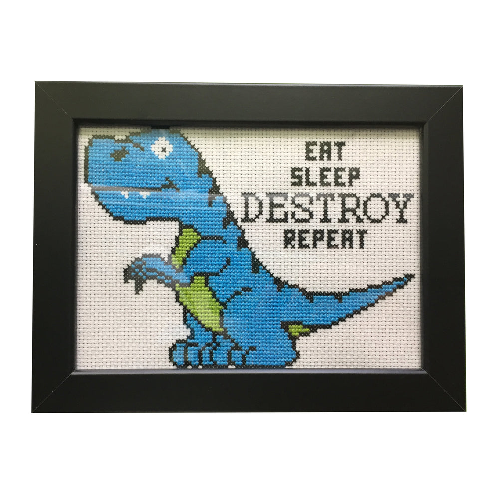 PATTERN WS Dinosaur Destroy Counted Cross Stitch