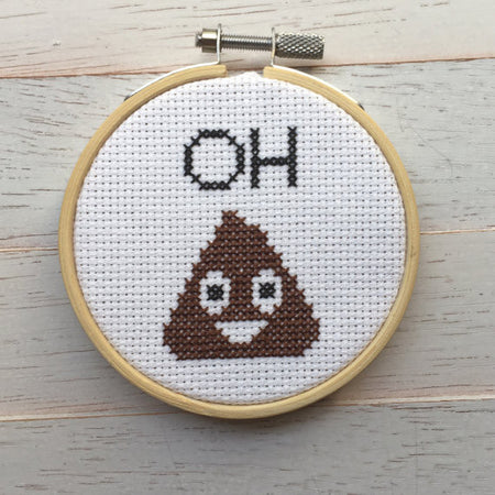 WS Oh Poop Emoji Funny Counted Cross Stitch DIY KIT Beginner