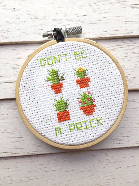 WS Don't Be A Prick Tiny Cacti Cactus Plant Counted Cross Stitch DIY KIT Beginner