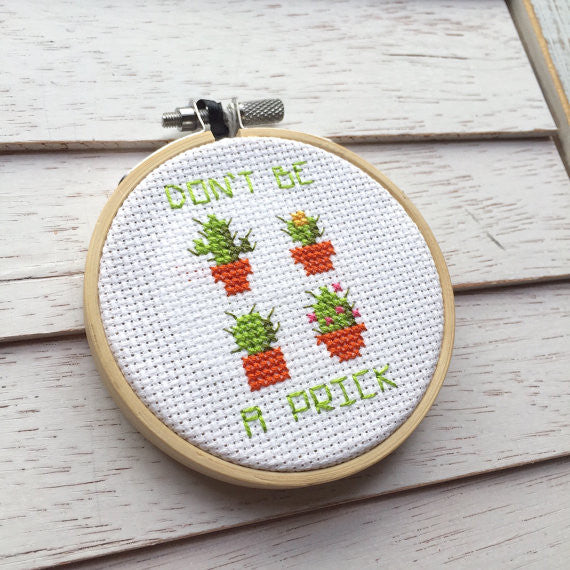 WS Don't Be A Prick Tiny Cacti Cactus Plant Counted Cross Stitch DIY KIT Beginner