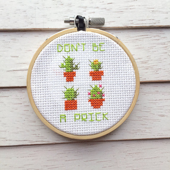 WS Don't Be A Prick Tiny Cacti Cactus Plant Counted Cross Stitch DIY KIT Beginner