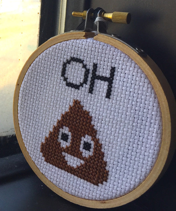 WS Oh Poop Emoji Funny Counted Cross Stitch DIY KIT Beginner