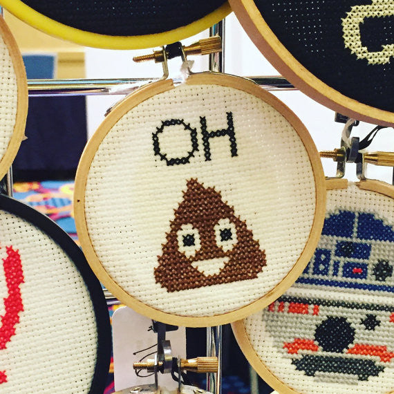 WS Oh Poop Emoji Funny Counted Cross Stitch DIY KIT Beginner