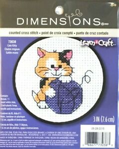 Dimensions Counted Cross Stitch Kit 3" Cute Kitty (11 Count)